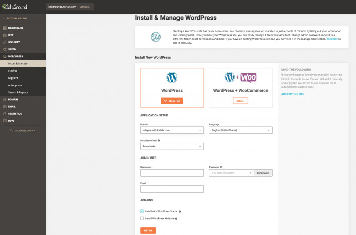 SiteGround上如何安装WordPress