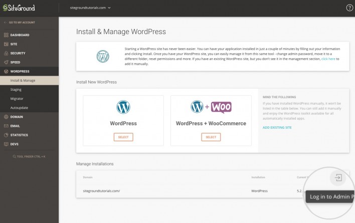 SiteGround上的WordPress管理工具使用方法 SiteGround上的WordPress管理工具使用方法