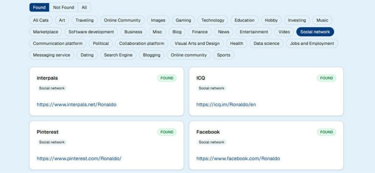 我能通过用户名找到某人的所有社交媒体账户吗？